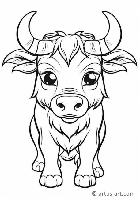 Cute Water buffaloes Coloring Page For Kids